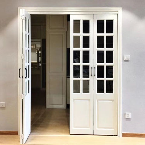 2019 Factory Price Decorative Grilled Waterproof Outdoor French Folding Door With Clear Tempered Glass on China WDMA