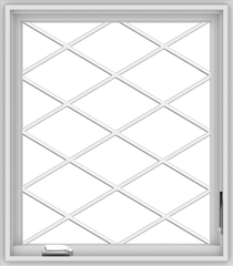 WDMA 28x32 (27.5 x 31.5 inch) White Vinyl uPVC Crank out Casement Window  with Diamond Grills