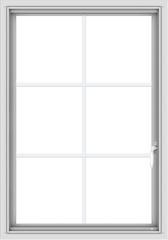 WDMA 28x40 (27.5 x 39.5 inch) Vinyl uPVC White Push out Casement Window with Colonial Grids