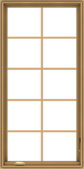 WDMA 30x60 (29.5 x 59.5 inch) Pine Wood Dark Grey Aluminum Crank out Casement Window with Colonial Grids