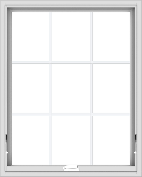 WDMA 32x40 (31.5 x 39.5 inch) White Vinyl uPVC Crank out Awning Window with Colonial Grids Interior