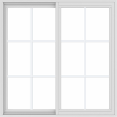 WDMA 42x42 (41.5 x 41.5 inch) Vinyl uPVC White Slide Window with Colonial Grids Exterior