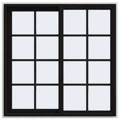 46x46 Black Color Vinyl Aluminum PVC Sliding Window With Colonial Grids Grilles