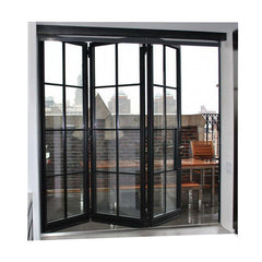 Aluminum Patio Balcony Double Glazed Side Opening Exterior Accordion Folding Door With Grill on China WDMA