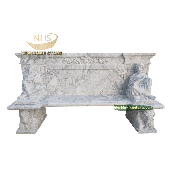 Customize Design Sculpture Stone Garden Decorative Park Hand Carve Statue Carrara White Marble Outdoor Bench on China WDMA