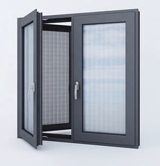 Dark grey thermal break double glazed aluminum windows on China WDMA