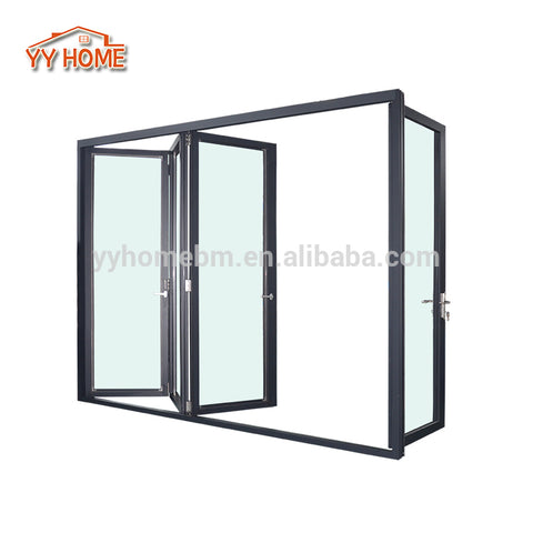 Exterior aluminium folding sliding door with retractable fly screen on China WDMA