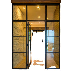 WDMA  Home entry security steel wrought iron french double doors with glass french exterior door