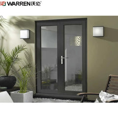 Warren 40x80 French Aluminium Frosted Glass Brown Double Storm Door For Sale