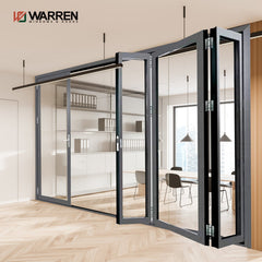 102*35 folding door with best Hardware and double glass factory hot sale