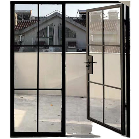 WDMA House Entry Customized Designs Iron Door With Durable Tempered Glass