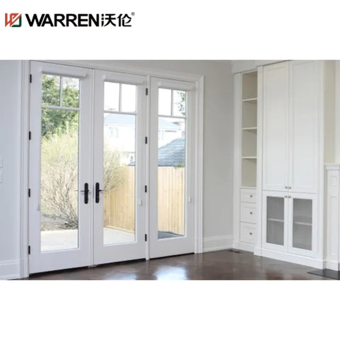 32x84 French Aluminium Triple Glazing Brown Exterior Entry Door For Bedroom