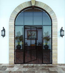 WDMA High Quality Low-e Glass Glazed Steel Iron French Steel Swing Interior Door