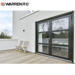 24x96 French Aluminium Tempered Glass Black Prehung Interior Door Entrance