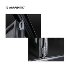 70x96 Folding Aluminium Full Glass Black Frameless Foldable Door External
