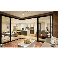 Top Quality 90 Degrees Corner Multi Track Silding Design Aluminum Frame Sliding Doors