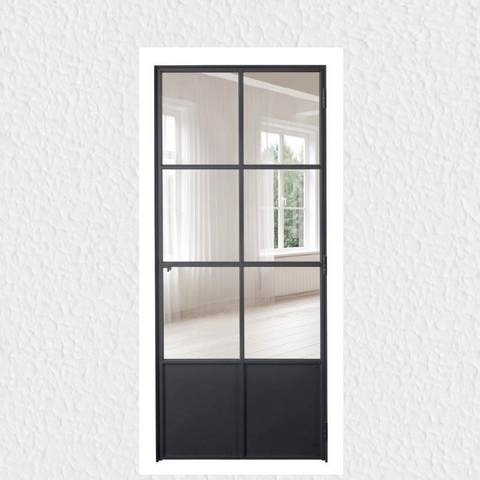WDMA Matte black windows steel frame low price iron and glass door