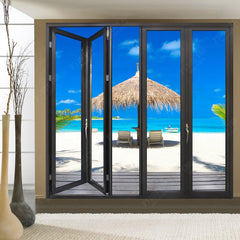 American hurricane proof impact commercial aluminum sliding patio bi folding glass doors
