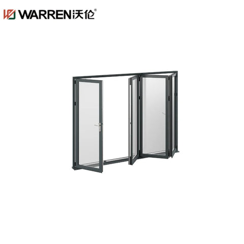 Warren 30x77 Bifold Aluminium Stained Glass Black Modern Interior Door For Room