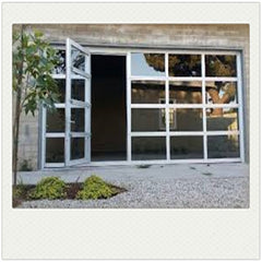 China WDMA Aluminum alloy material frosted glass new black sectional panel garage door
