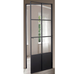 WDMA  Durable Overhead Aluminium Modern Customized French Steel Door Entry Door Outward Door Interior Matt Black Frame + Clear Glass