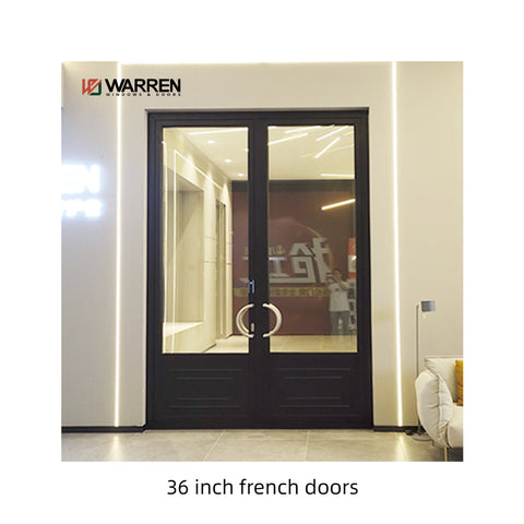 36 inch Double French Door With Black Glass Double Doors Interior