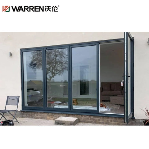 36x78 Bifold Aluminium Stained Glass Grey Internal Double Door System