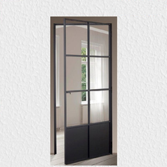 WDMA Matte black windows steel frame low price iron and glass door