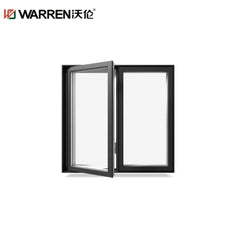 36x52 Casement Aluminium Tempered Glass Black Thermal Break Window Modern