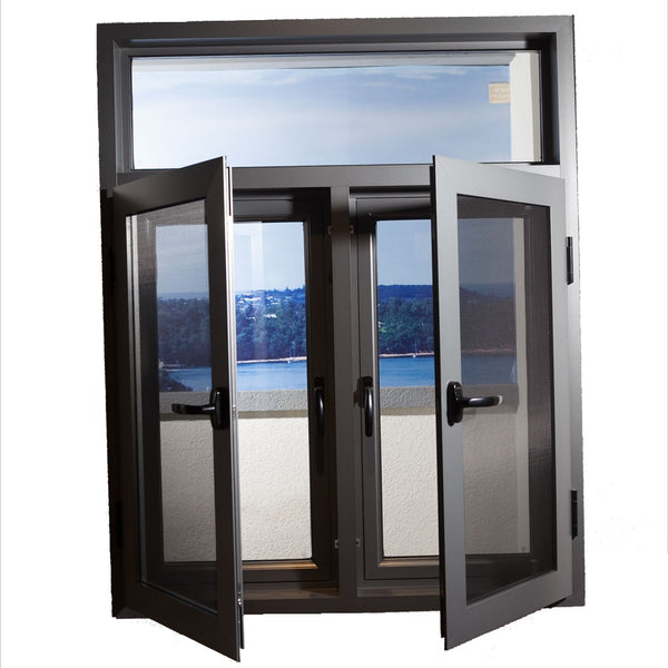 Insulated aluminum casement window with burglar proof and fly screen mesh integrated on China WDMA