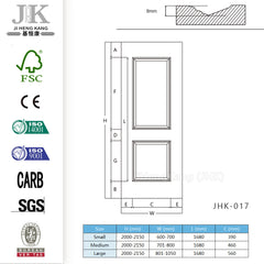 JHK-017 White Primer Wood Grain MDF Wood Door Skin on China WDMA