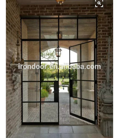 Low-E glass glazed steel iron French interior door on China WDMA