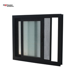 New design double glazed slide aluminium frame sliding frosted glass window with mosquito net on China WDMA