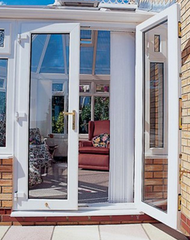 New design exterior pvc commercial glass door half doors french with blind on sale on China WDMA