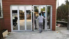 Germany Lightweight Entrance Exterior Aluminium Accordion Bi Folding Sliding Glass Door For Restaurant on China WDMA