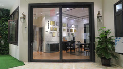 american standard wood color double glass aluminum sliding door and windows on China WDMA