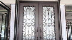 iron Industrial glass doors metal frames windows grill iron sliding door design factory price on China WDMA