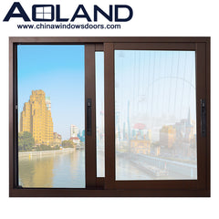 Residential system brown powder coated aluminium sliding windows with thin frame on China WDMA