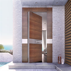 Single teak wood privot door with 5mm clear glass design on China WDMA