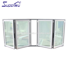 Superwu Australian standard powder coated frameless folding glass window design balcony folding window on China WDMA