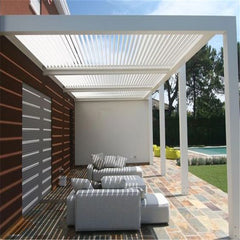 Motorized Solar Shade Electric Sunroof Garden Pergola automatic Swimming Pool Covers Louver Roof Aluminum Pergola