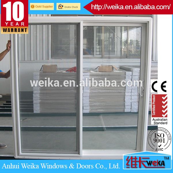 White Right-Hand Vinyl Sliding Patio Door with LowE Tempered Grid Glass on China WDMA