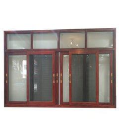 Wooden Grain Aluminum Frame Tempered Glass Aluminium Sliding Windows on China WDMA