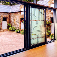 outdoor exterior heavy stainless steel balcony large plexiglass johnson bifold doors fold back on China WDMA