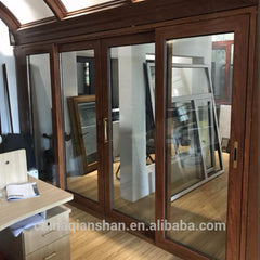 popular cheap price wood colour aluminium sliding door with double or triple low-e glass for residential and commercial building on China WDMA