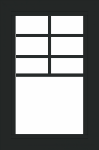 WDMA 24x36 (23.5 x 35.6 inch) black uPVC/Vinyl Picture Window with Top Colonial Grids Interior