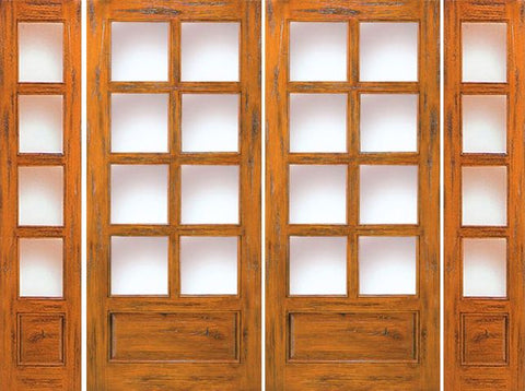 WDMA 100x96 Door (8ft4in by 8ft) Exterior Knotty Alder Double Door with Two Sidelights Entry 8 Lite 1