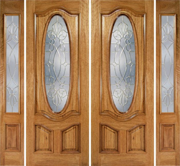 WDMA 100x96 Door (8ft4in by 8ft) Exterior Mahogany La Jolla Double Door/2side w/ CO Glass - 8ft Tall 1