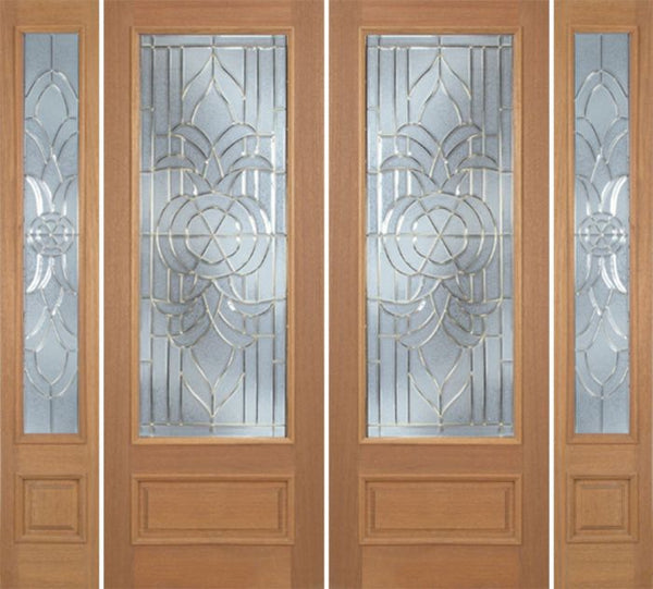 WDMA 100x96 Door (8ft4in by 8ft) Exterior Mahogany Livingston Double Door/2side w/ C Glass - 8ft Tall 1