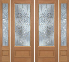 WDMA 100x96 Door (8ft4in by 8ft) Exterior Mahogany Livingston Double Door/2side w/ C Glass - 8ft Tall 1